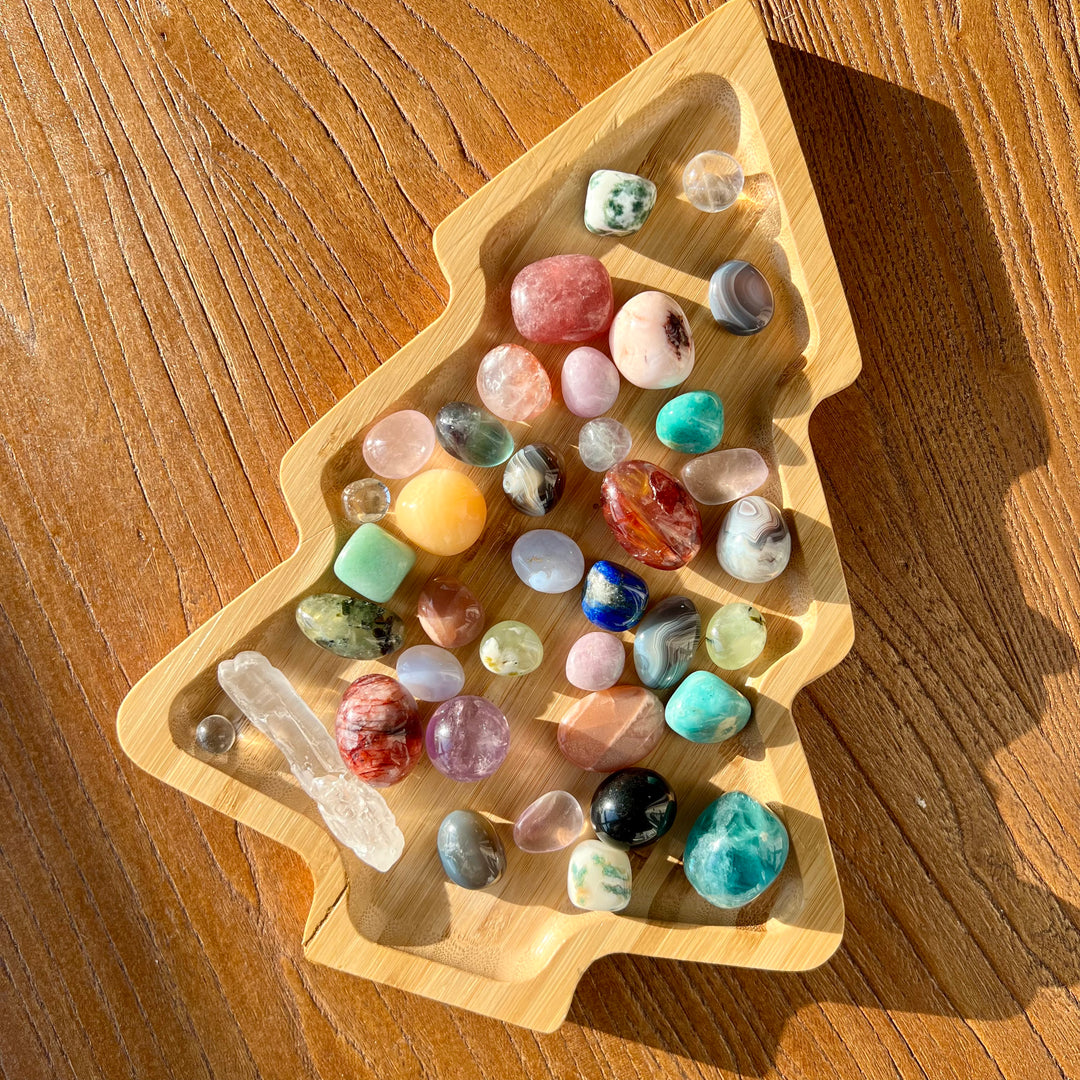 Weihnachtsbaumteller, Bambus, Kristallhalter