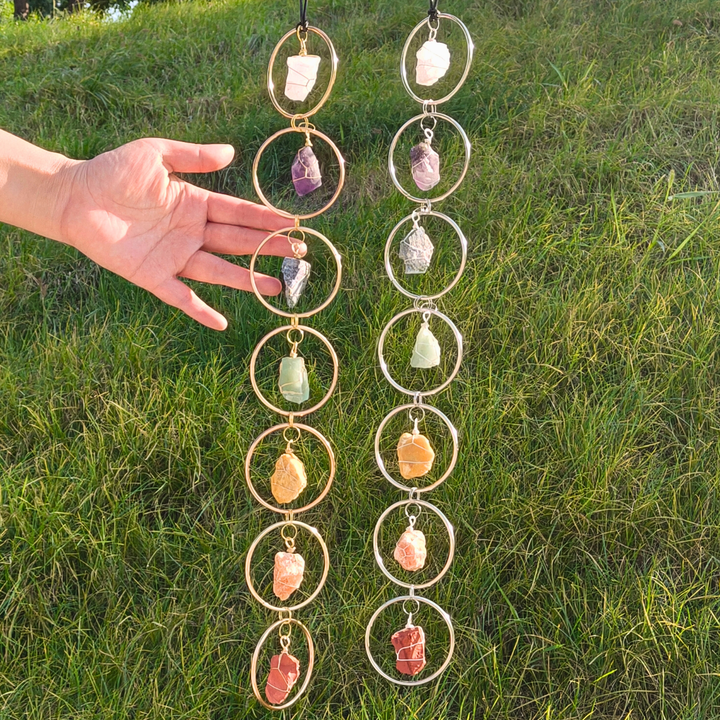 7 Chakra Raw Stone Suncatcher