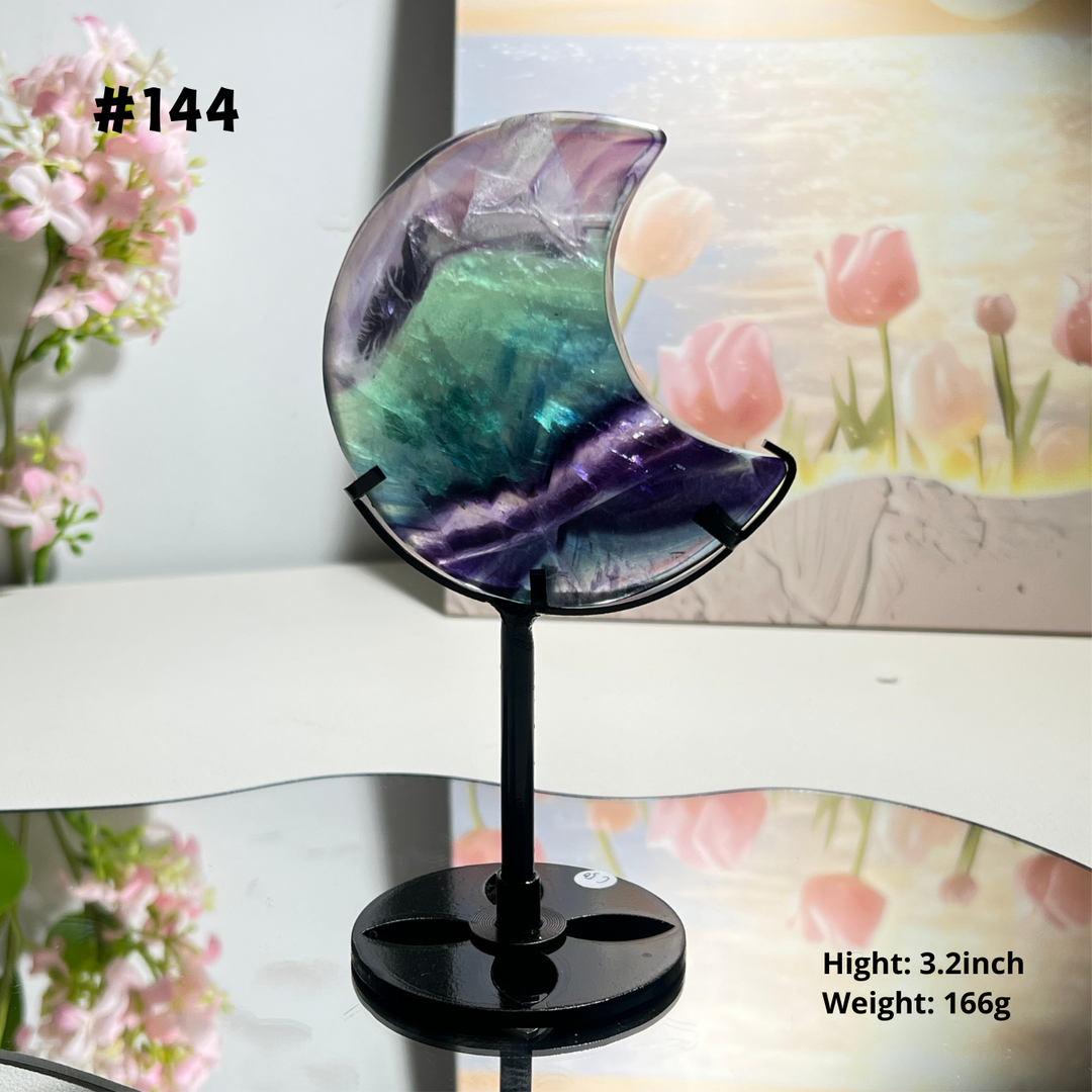 Unique,Natural Rainbow Fluorite Moon