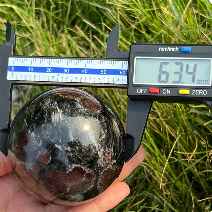 Garnet with Arfvedsonite Sphere