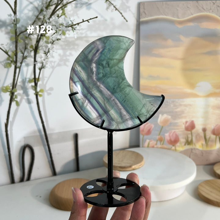 Unique,Natural Rainbow Fluorite Moon
