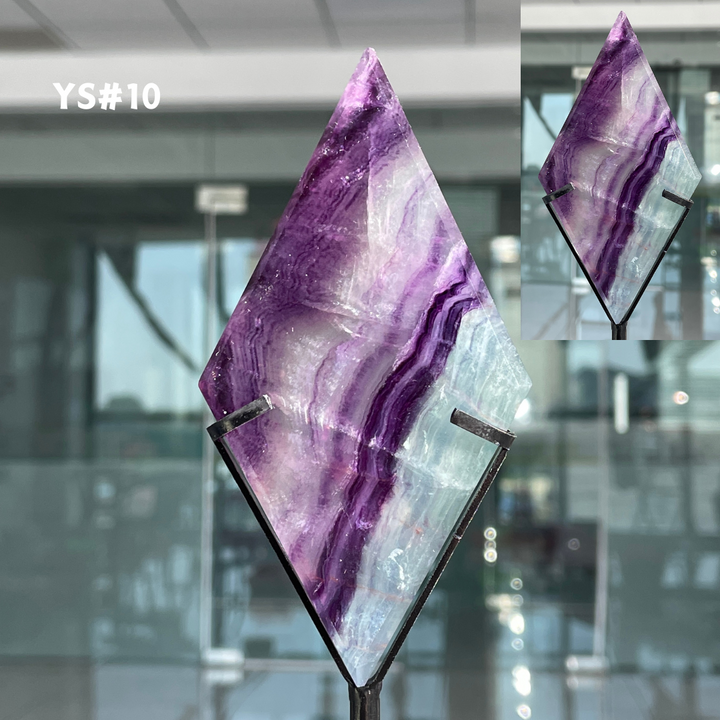 Unique,Rainbow Fluorite Diamond Slice