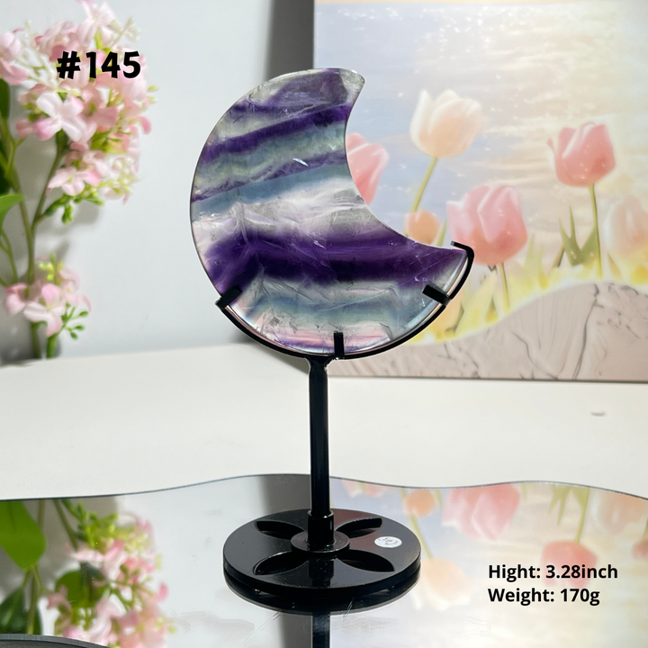 Unique,Natural Rainbow Fluorite Moon