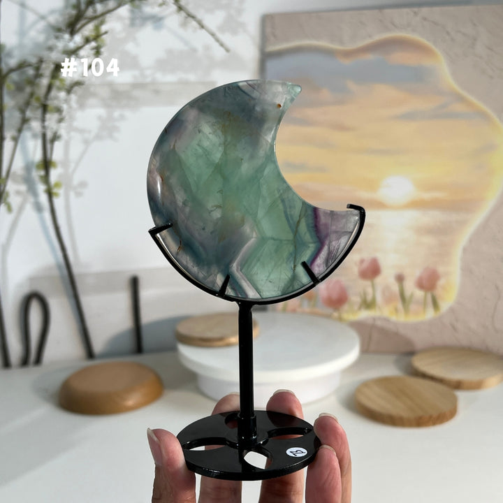 Unique,Natural Rainbow Fluorite Moon