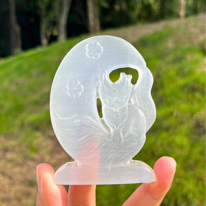 Selenite Carving Fox