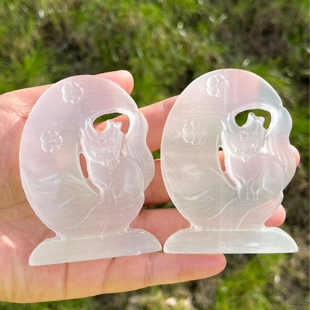 Selenite Carving Fox