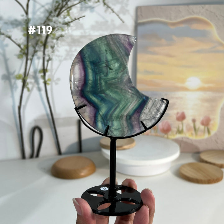 Unique,Natural Rainbow Fluorite Moon