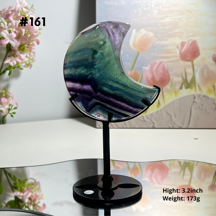 Unique,Natural Rainbow Fluorite Moon