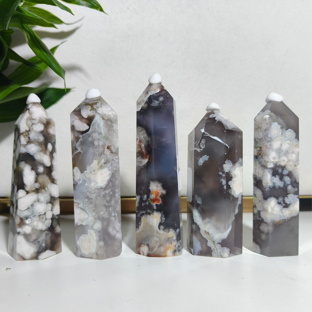 Unique,Black Flower Agate Point