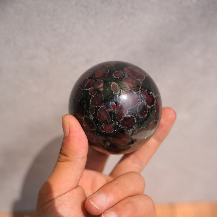High Quality, Arfvedsonite with Garnet Stone Sphere