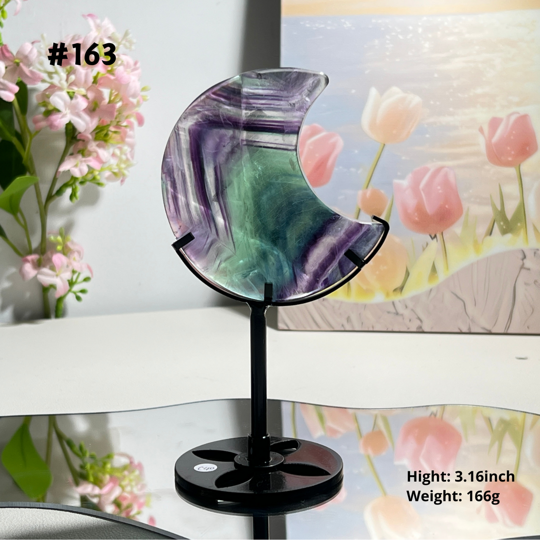 Unique,Natural Rainbow Fluorite Moon