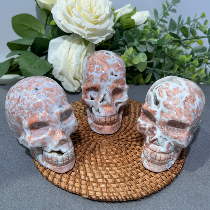 Unique, Pink Agate Skull