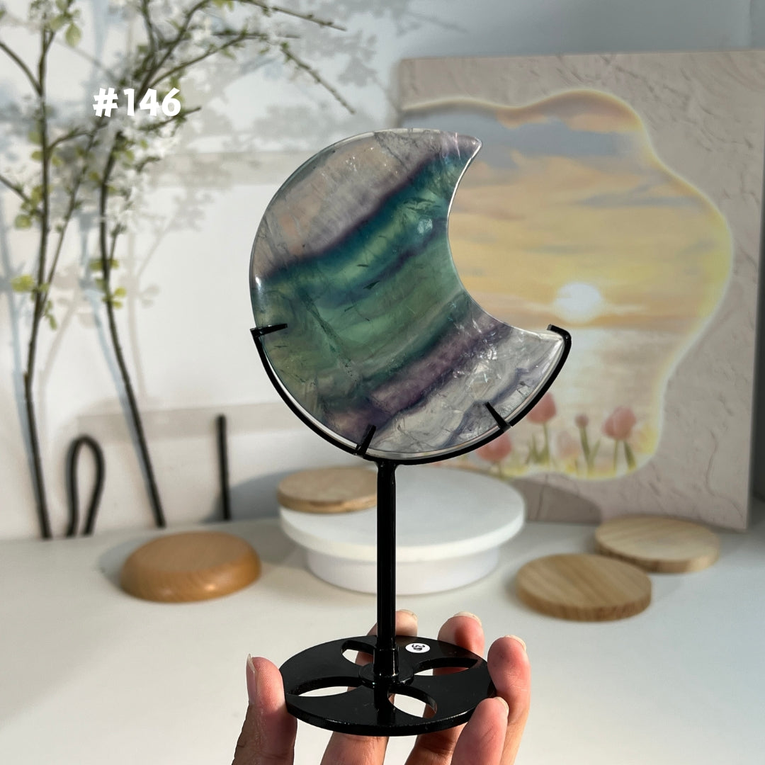 Unique,Natural Rainbow Fluorite Moon