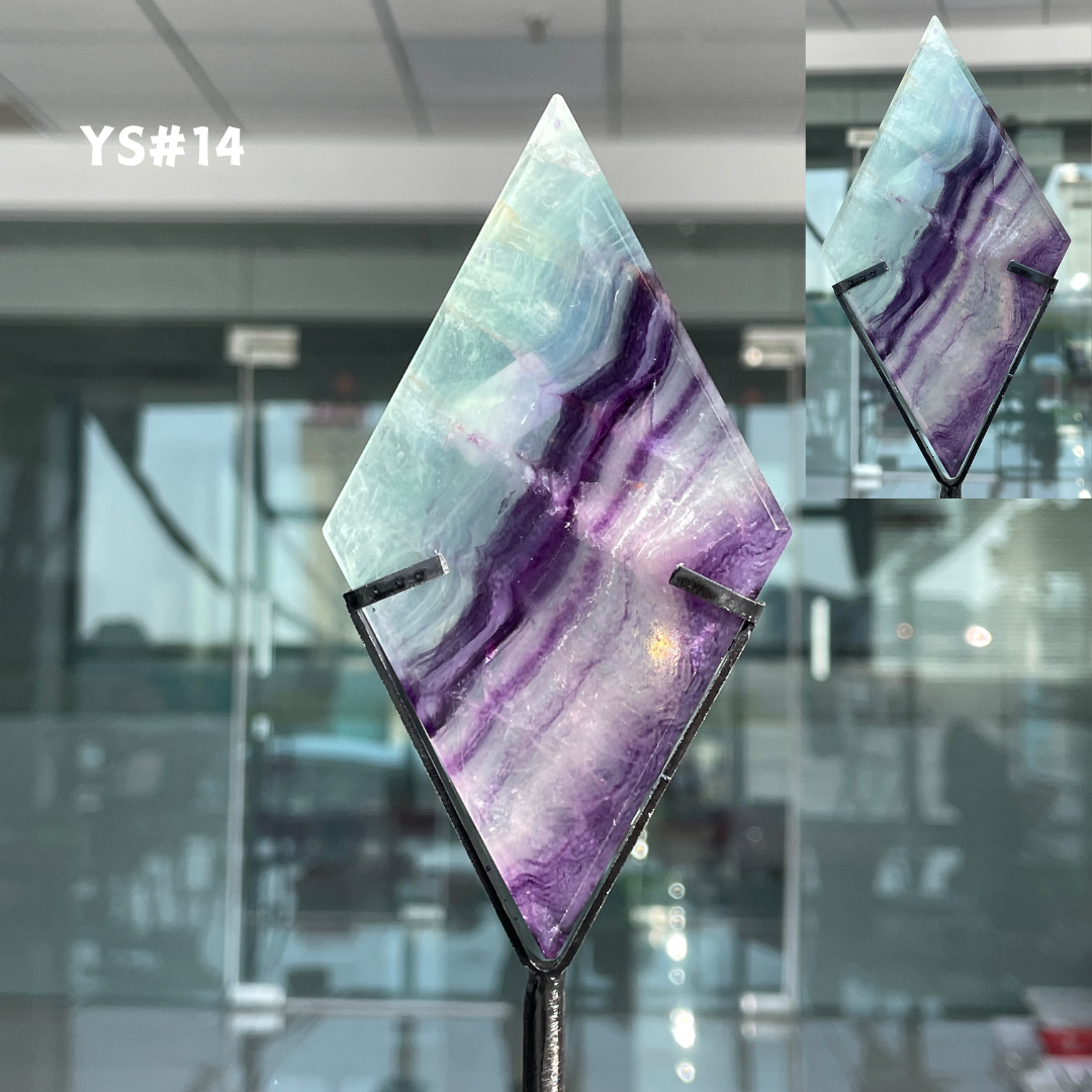 Unique,Rainbow Fluorite Diamond Slice