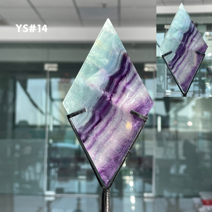 Unique,Rainbow Fluorite Diamond Slice