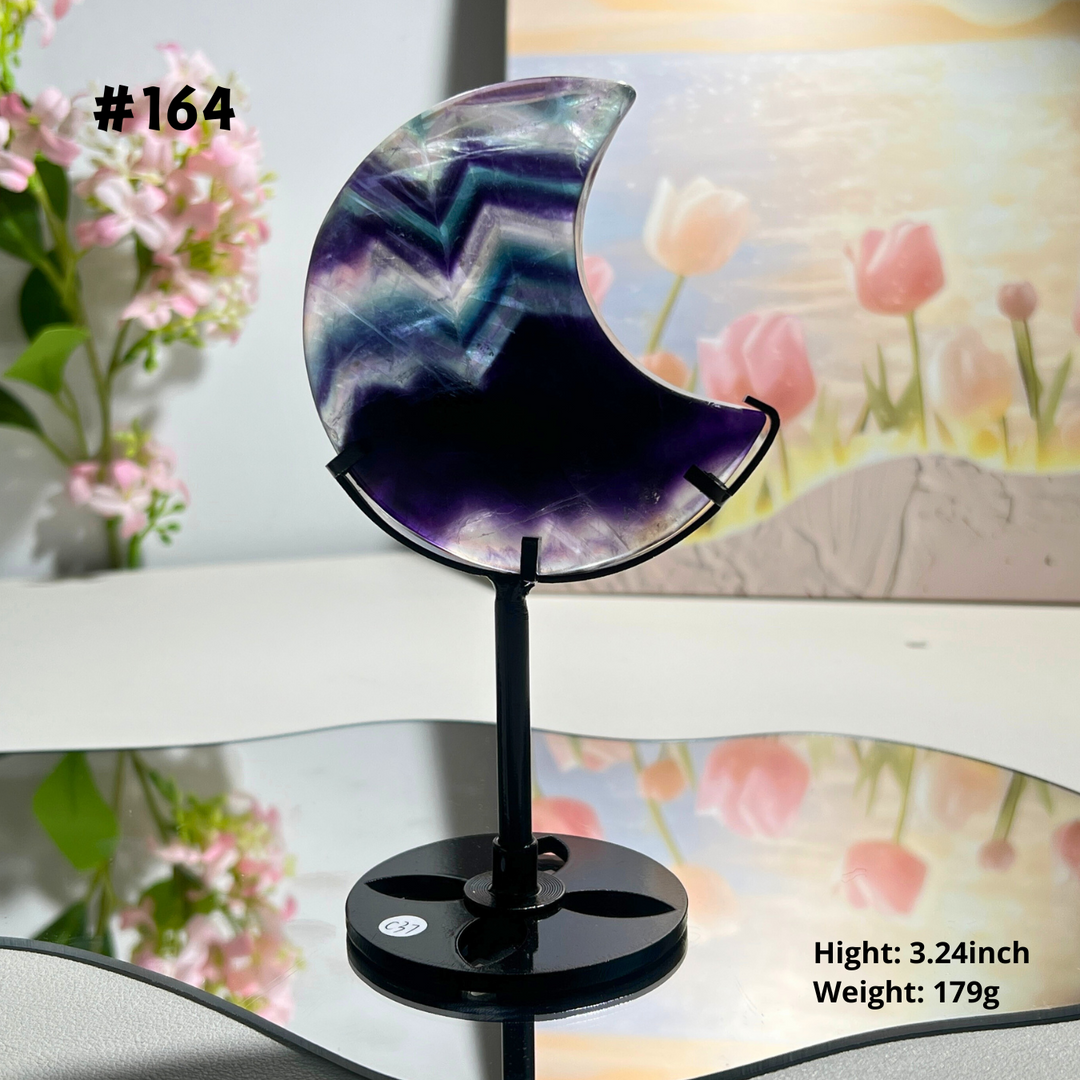 Unique,Natural Rainbow Fluorite Moon