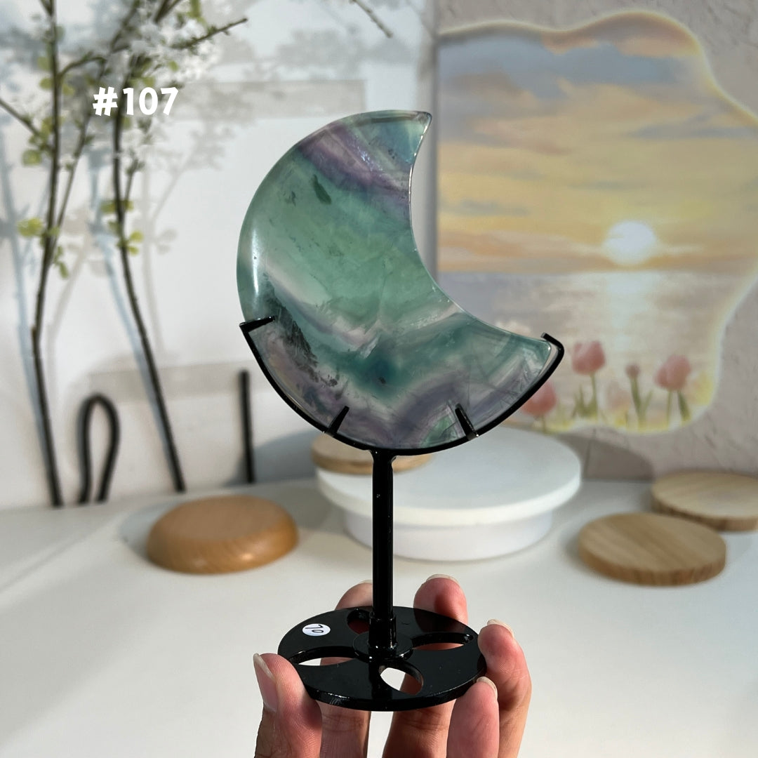 Unique,Natural Rainbow Fluorite Moon
