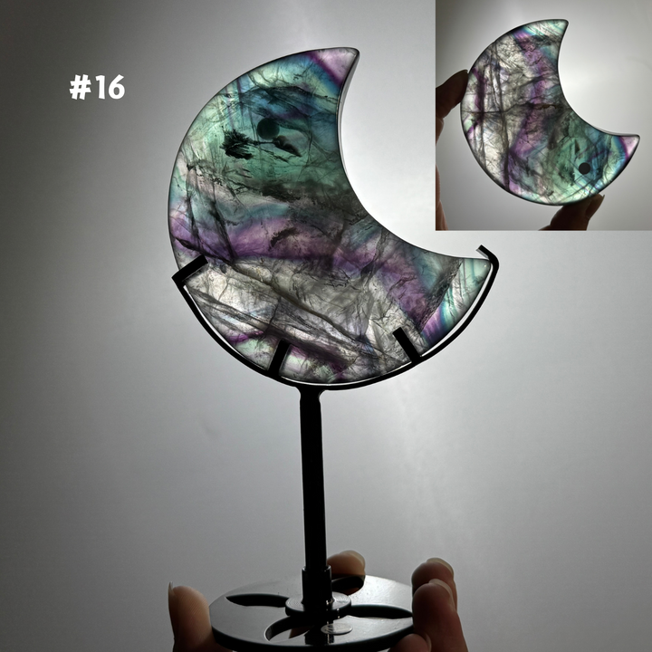 Unique,Rainbow Fluorite Moon