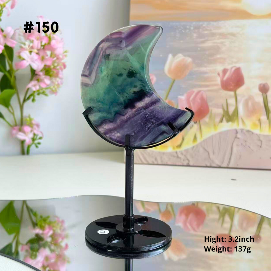Unique,Natural Rainbow Fluorite Moon