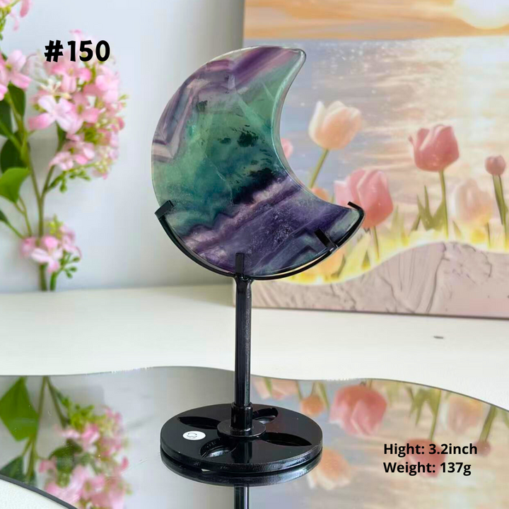 Unique,Natural Rainbow Fluorite Moon