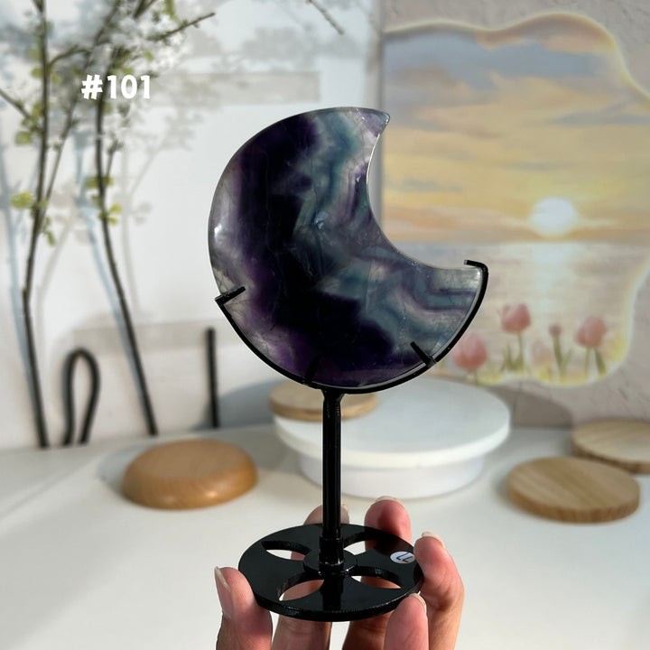 Unique,Natural Rainbow Fluorite Moon