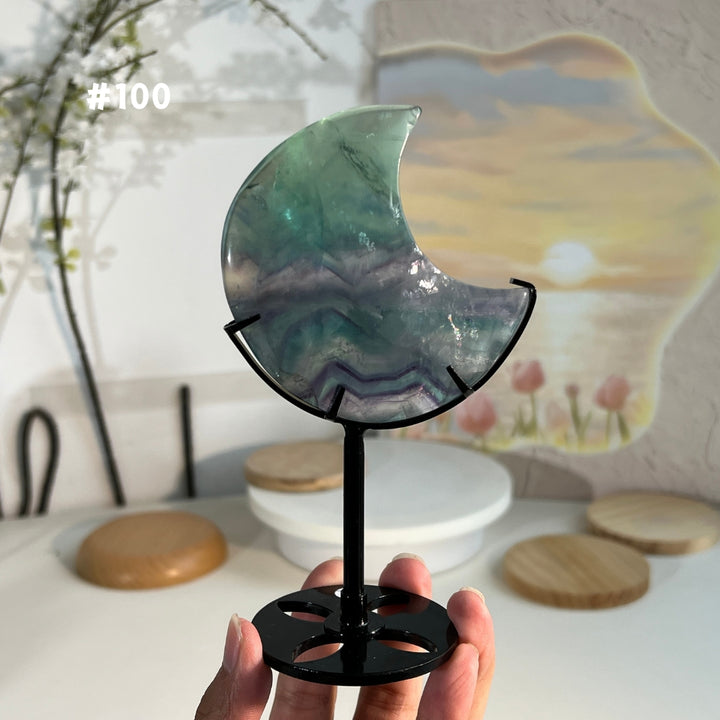 Unique,Natural Rainbow Fluorite Moon