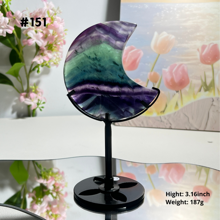 Unique,Natural Rainbow Fluorite Moon