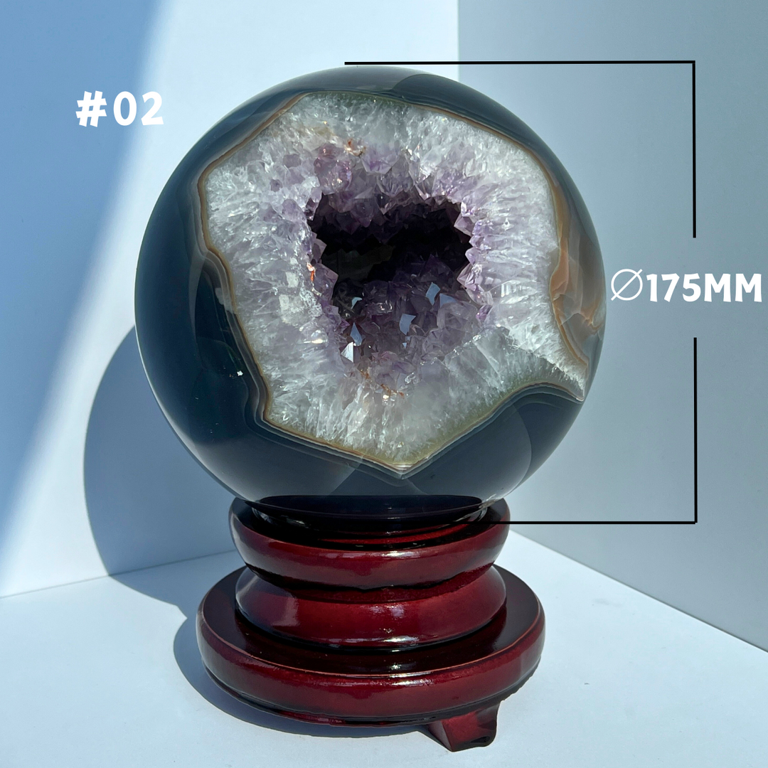 Large Agate with Amethyst Geode Sphere
