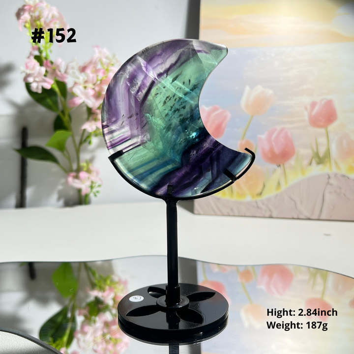 Unique,Natural Rainbow Fluorite Moon