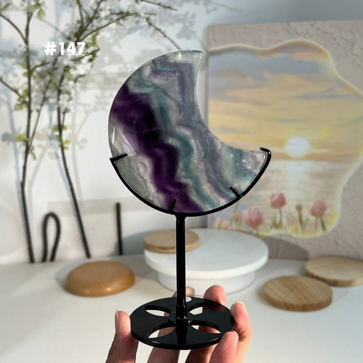 Unique,Natural Rainbow Fluorite Moon