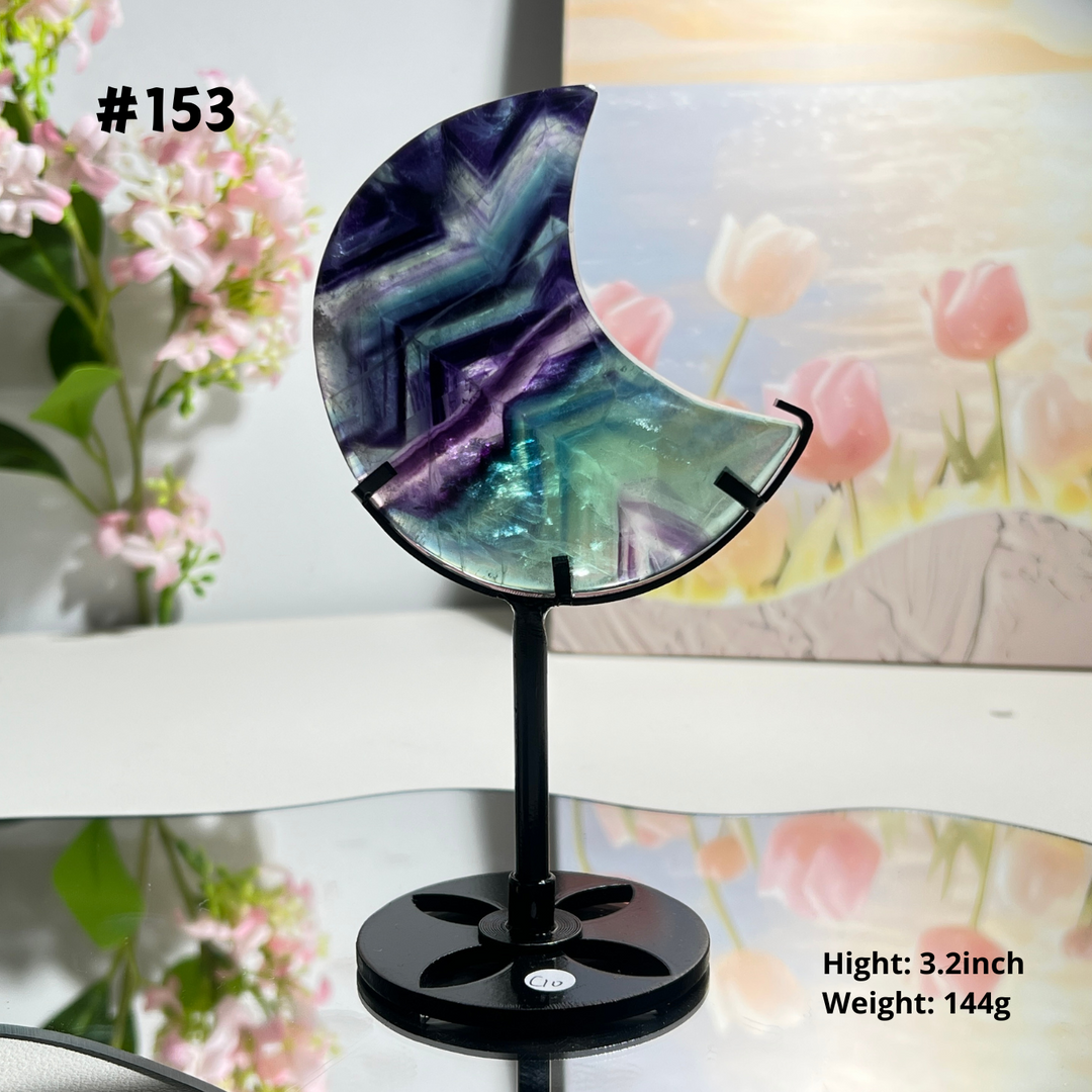 Unique,Natural Rainbow Fluorite Moon
