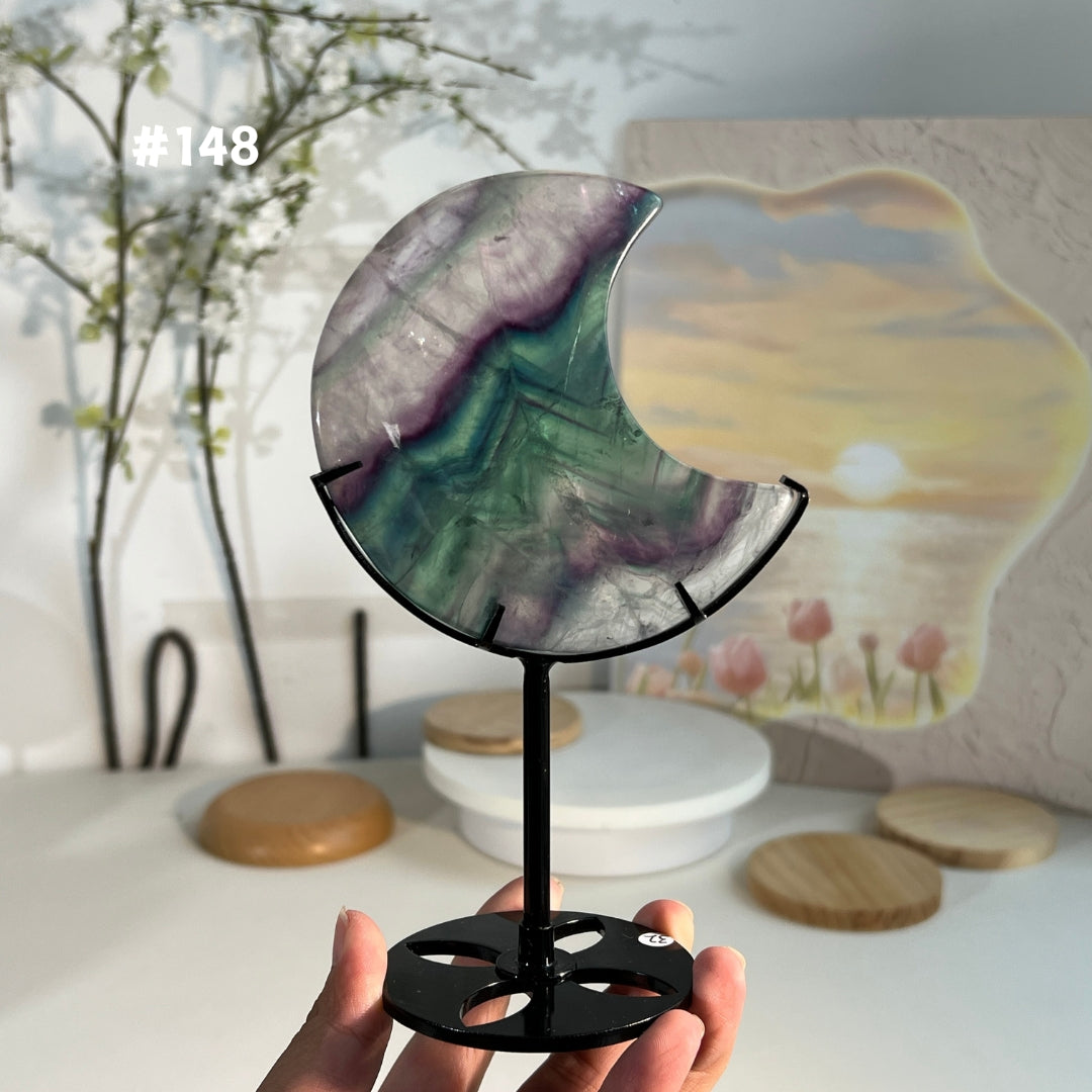 Unique,Natural Rainbow Fluorite Moon