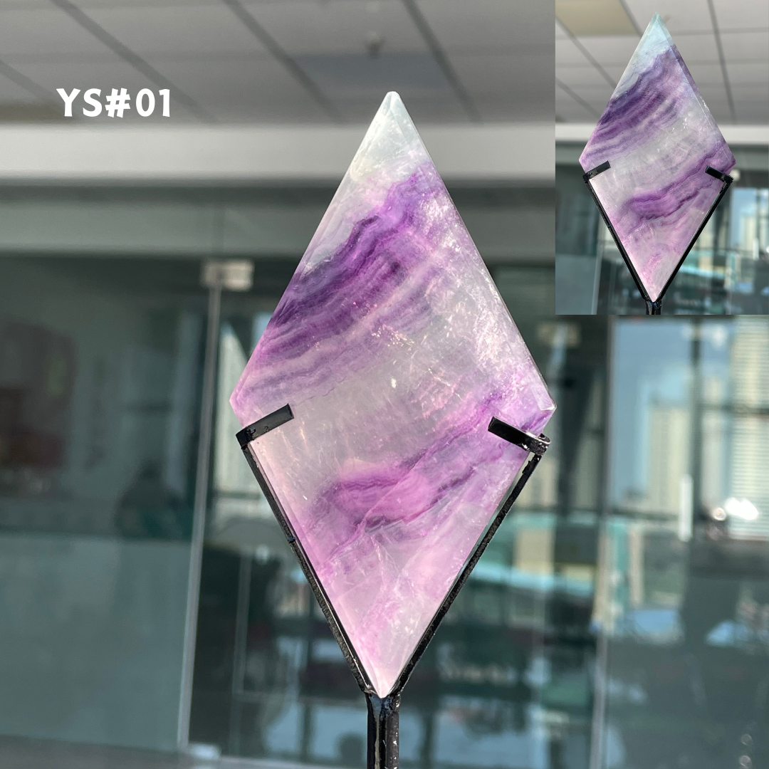 Unique,Rainbow Fluorite Diamond Slice