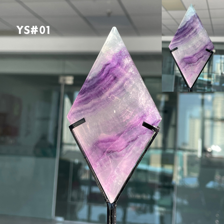 Unique,Rainbow Fluorite Diamond Slice