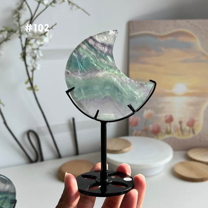 Unique,Natural Rainbow Fluorite Moon