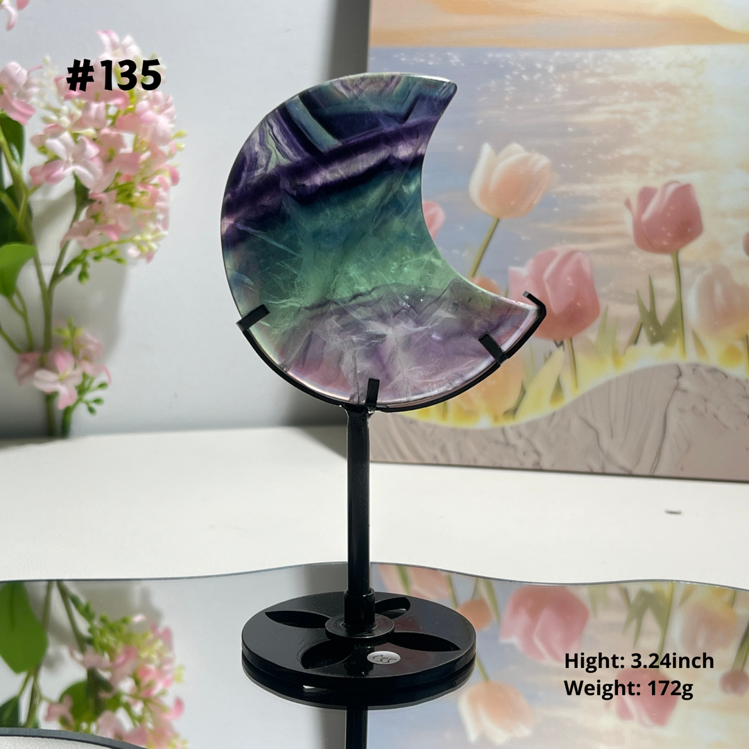 Unique,Natural Rainbow Fluorite Moon