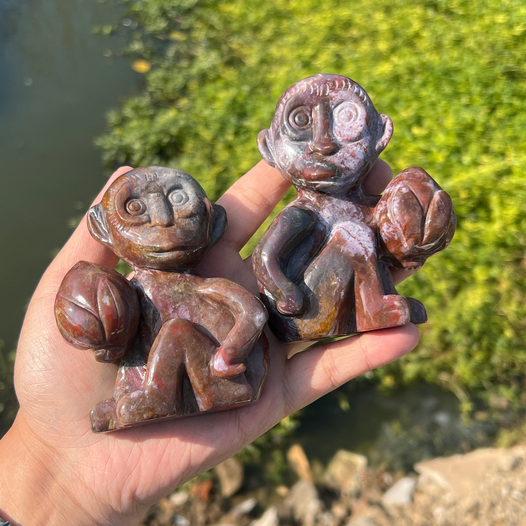 Ocean Jasper Monkey Carving