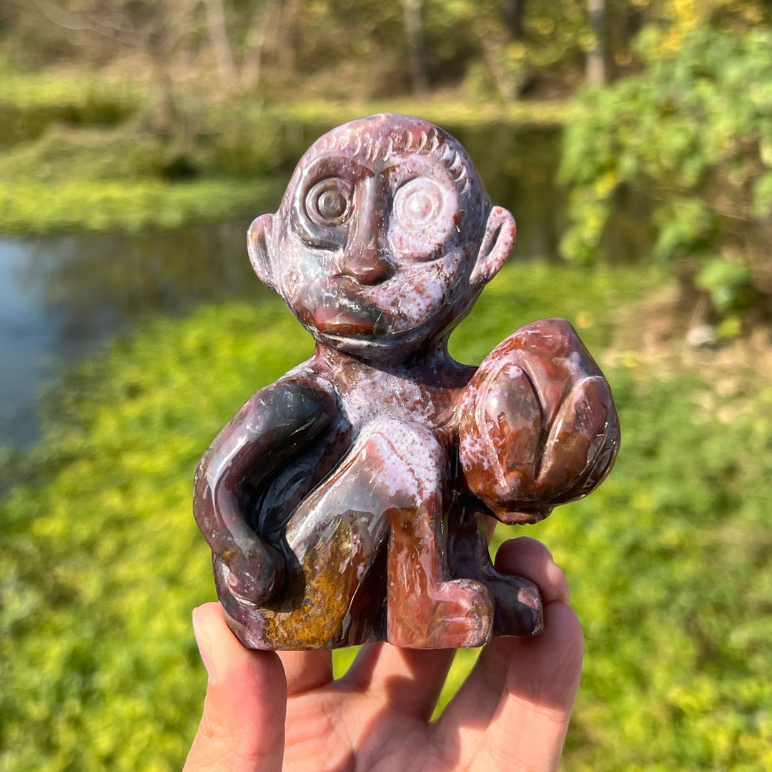 Ocean Jasper Monkey Carving