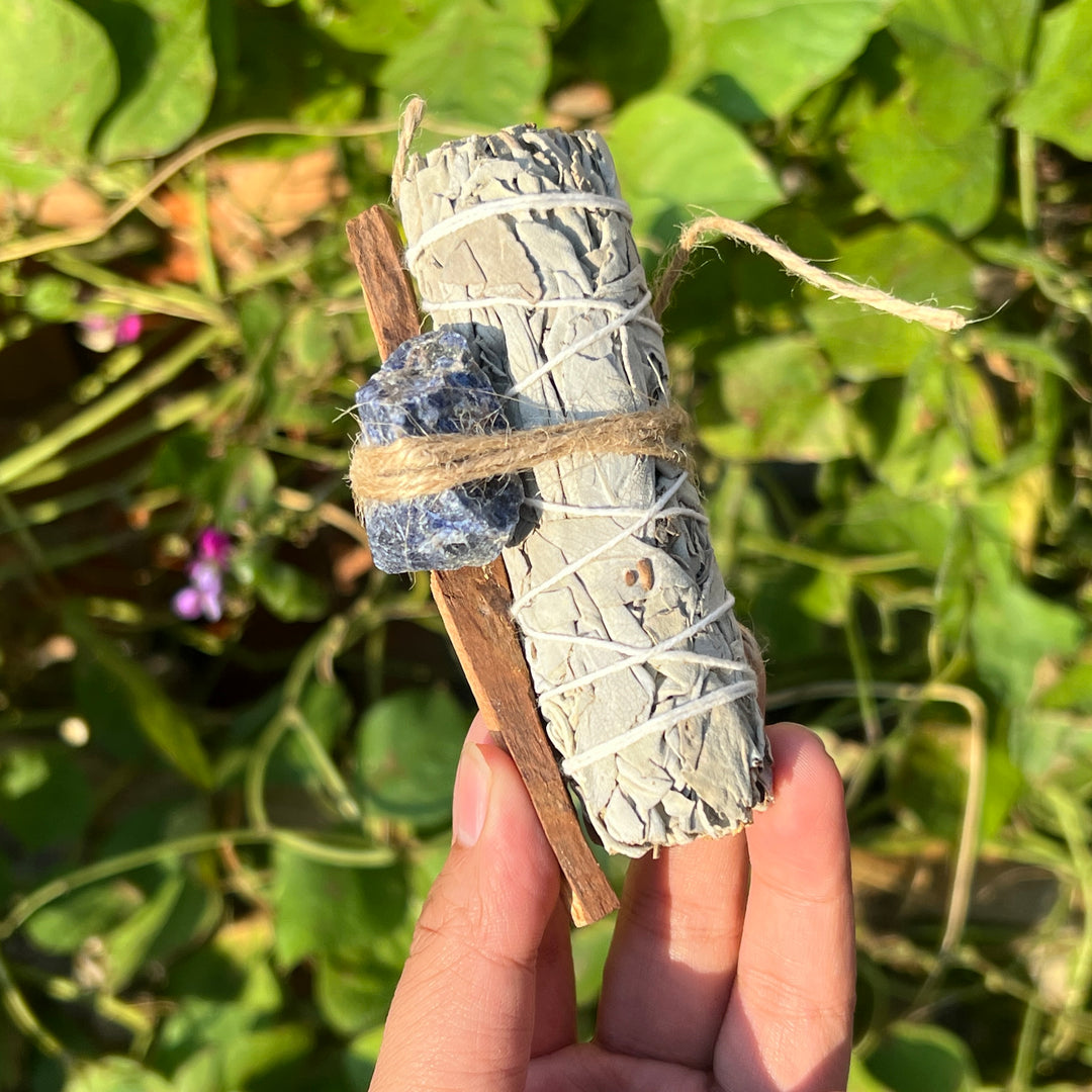 White Sage, Palo Santo, and Raw Crystal Set