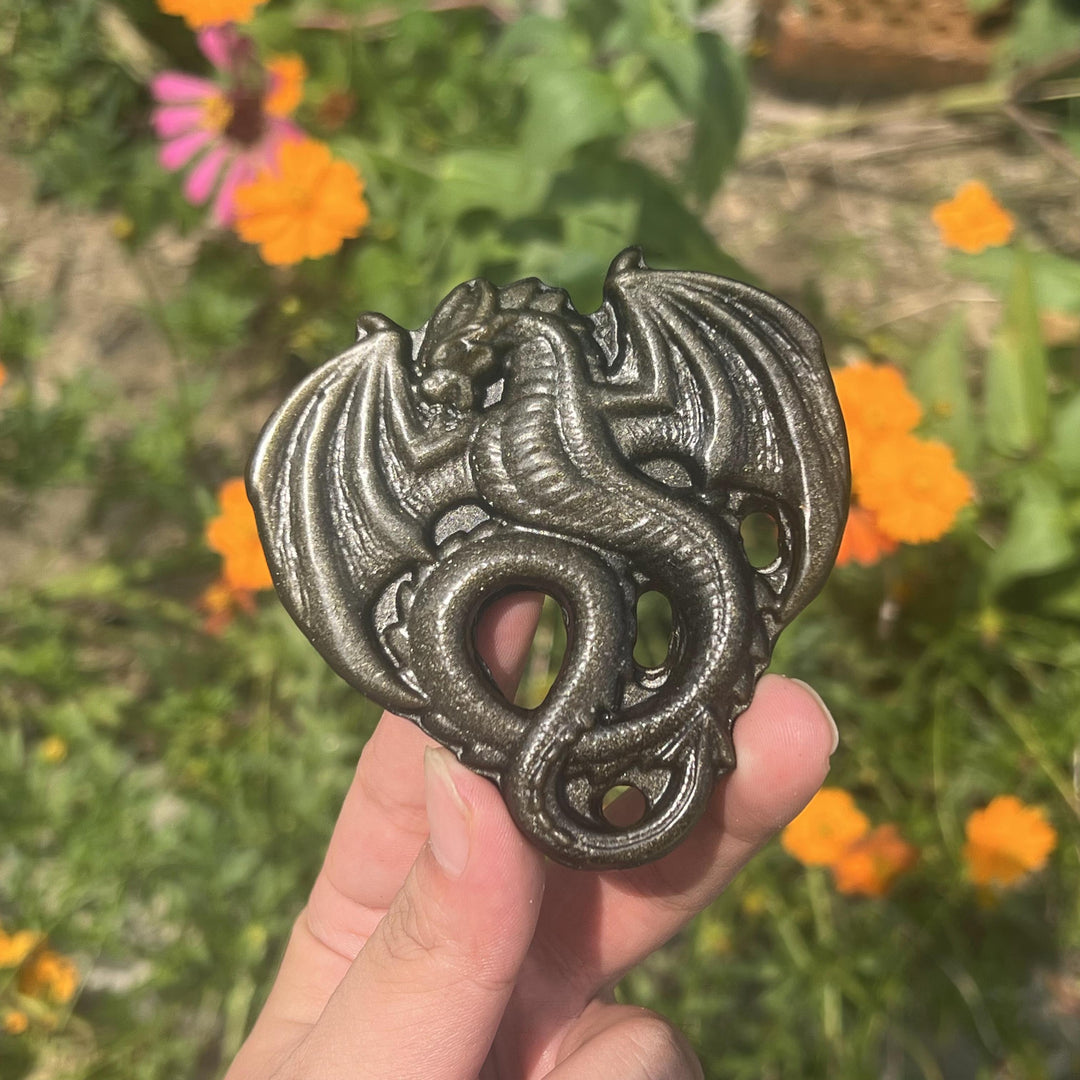 Golden/Silver Obsidian Fly Dragon Slice