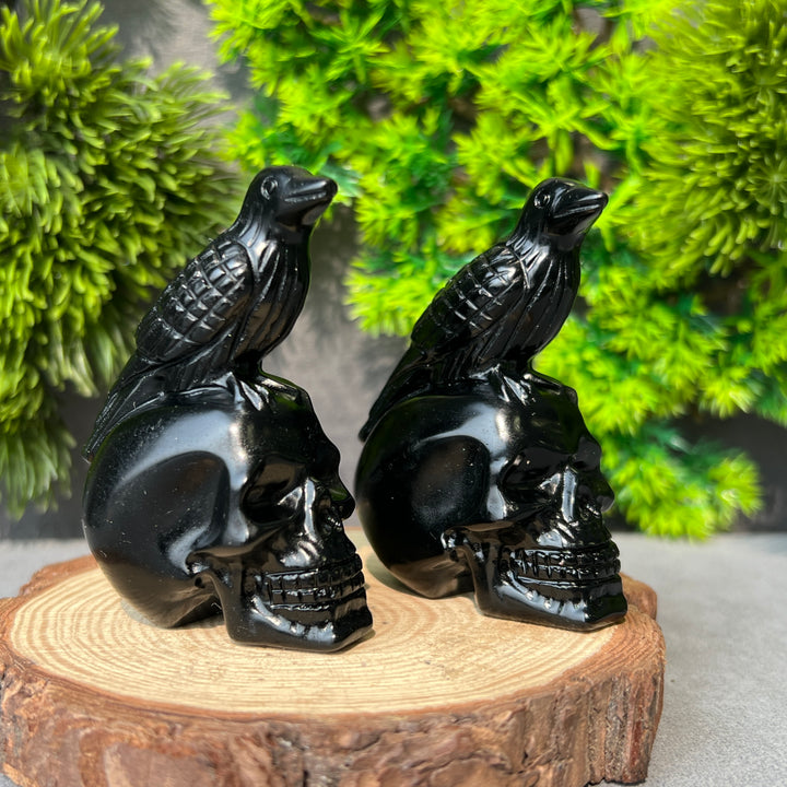 Obsidian Crow Skull