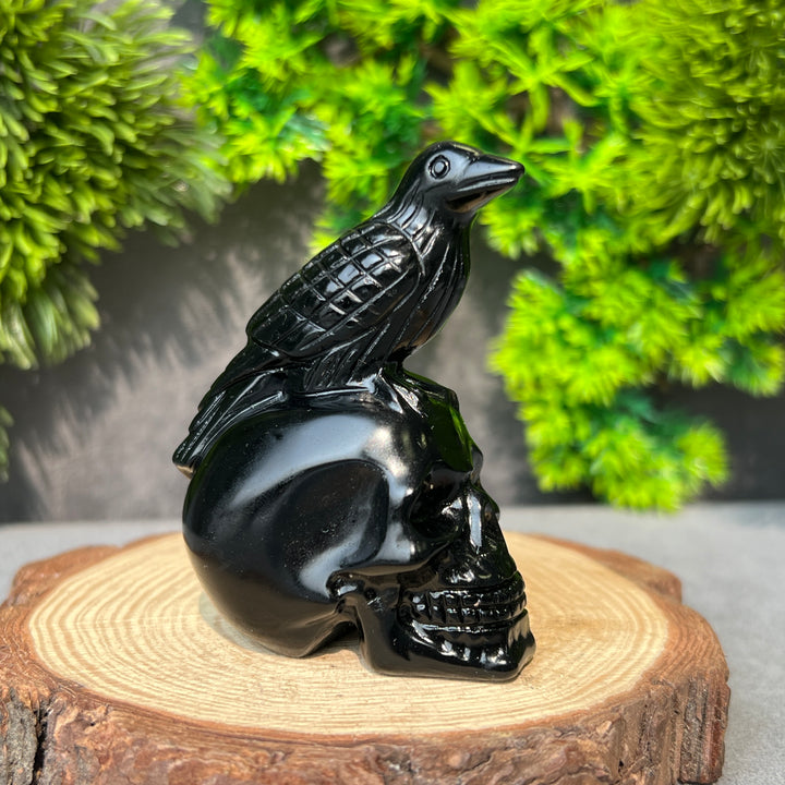 Obsidian Crow Skull