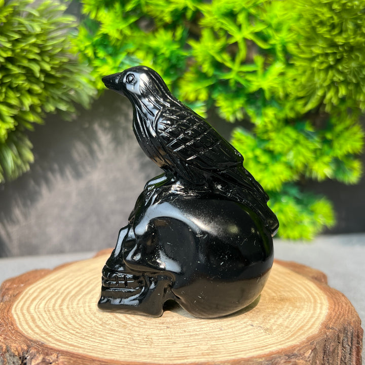 Obsidian Crow Skull