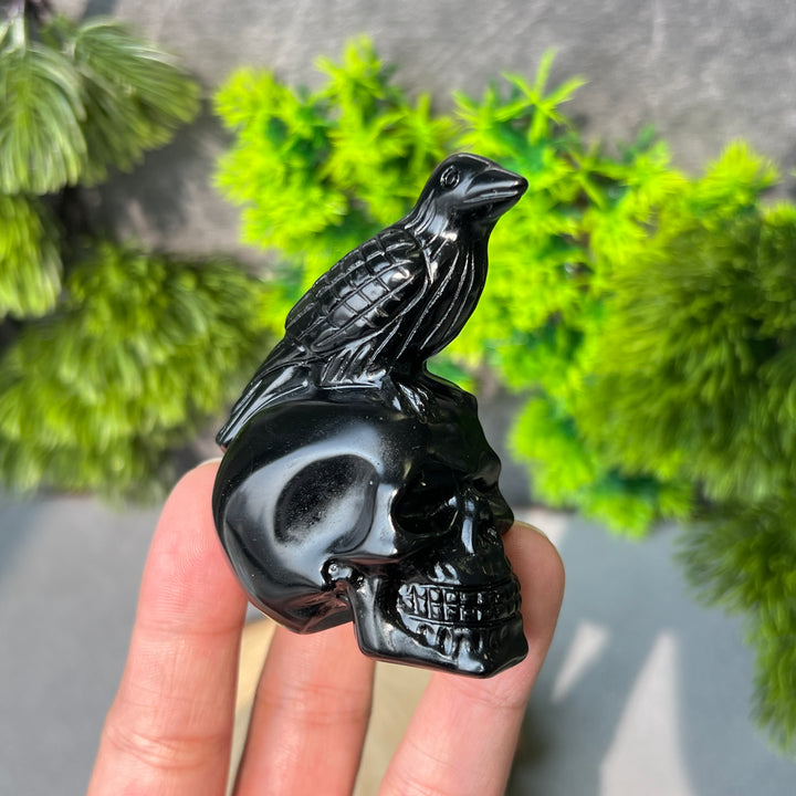 Obsidian Crow Skull
