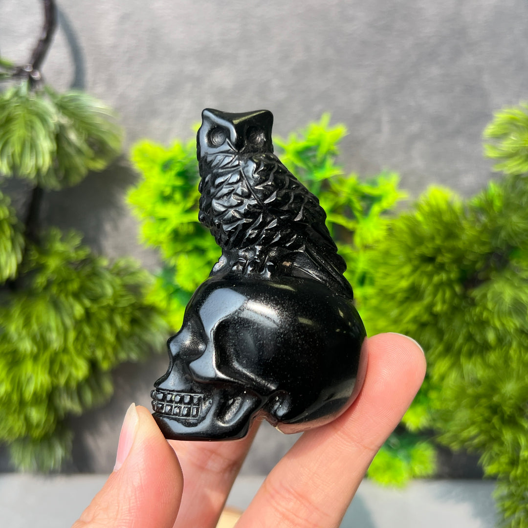 Obsidian Owl Skull