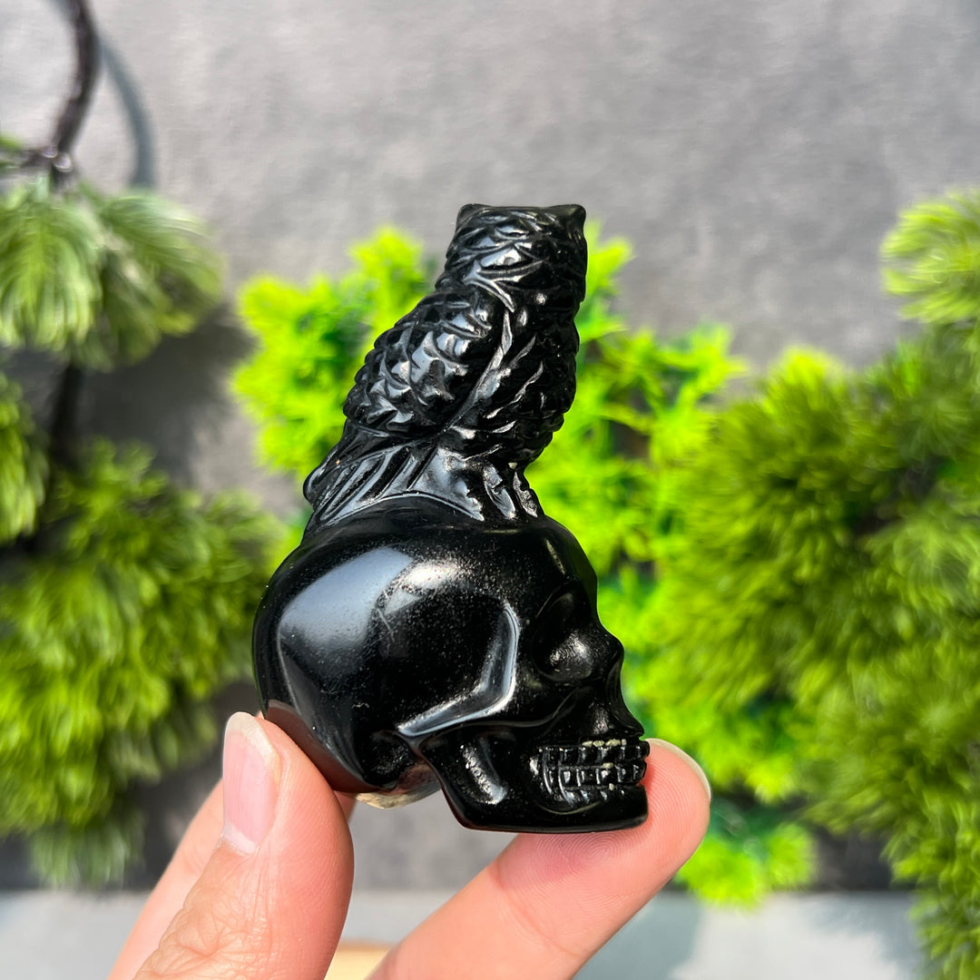 Obsidian Owl Skull