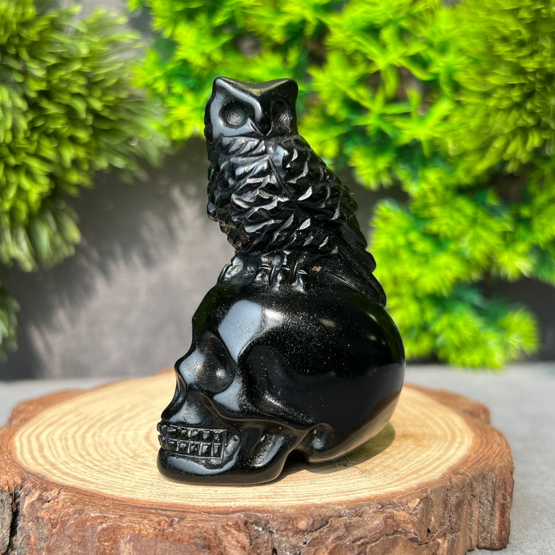 Obsidian Owl Skull