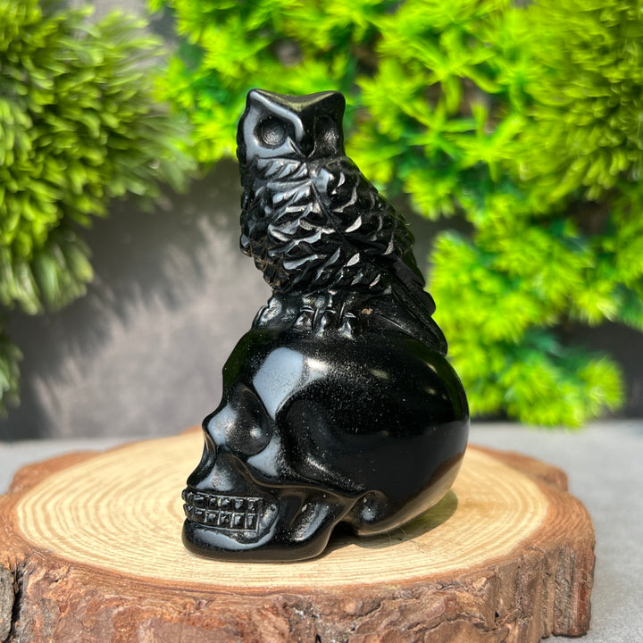 Obsidian Owl Skull