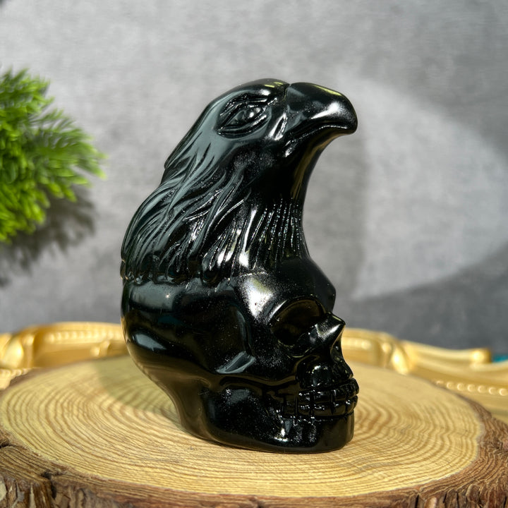Obsidian Eagle Skull Carving