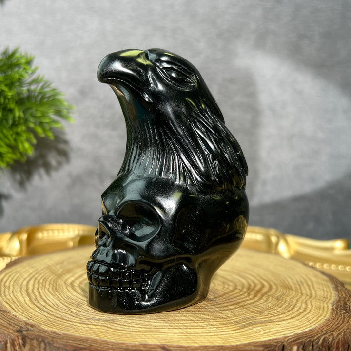 Obsidian Eagle Skull Carving